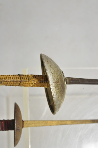 Vintage Metal Fencing Set 3 Swords and Leather Lined Face Mask - 4 Pcs