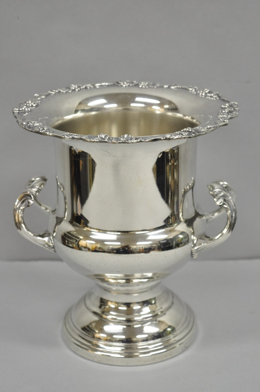 Vintage Trophy Cup Silver Plated Grapevine Bar Champagne Chiller Ice Bucket