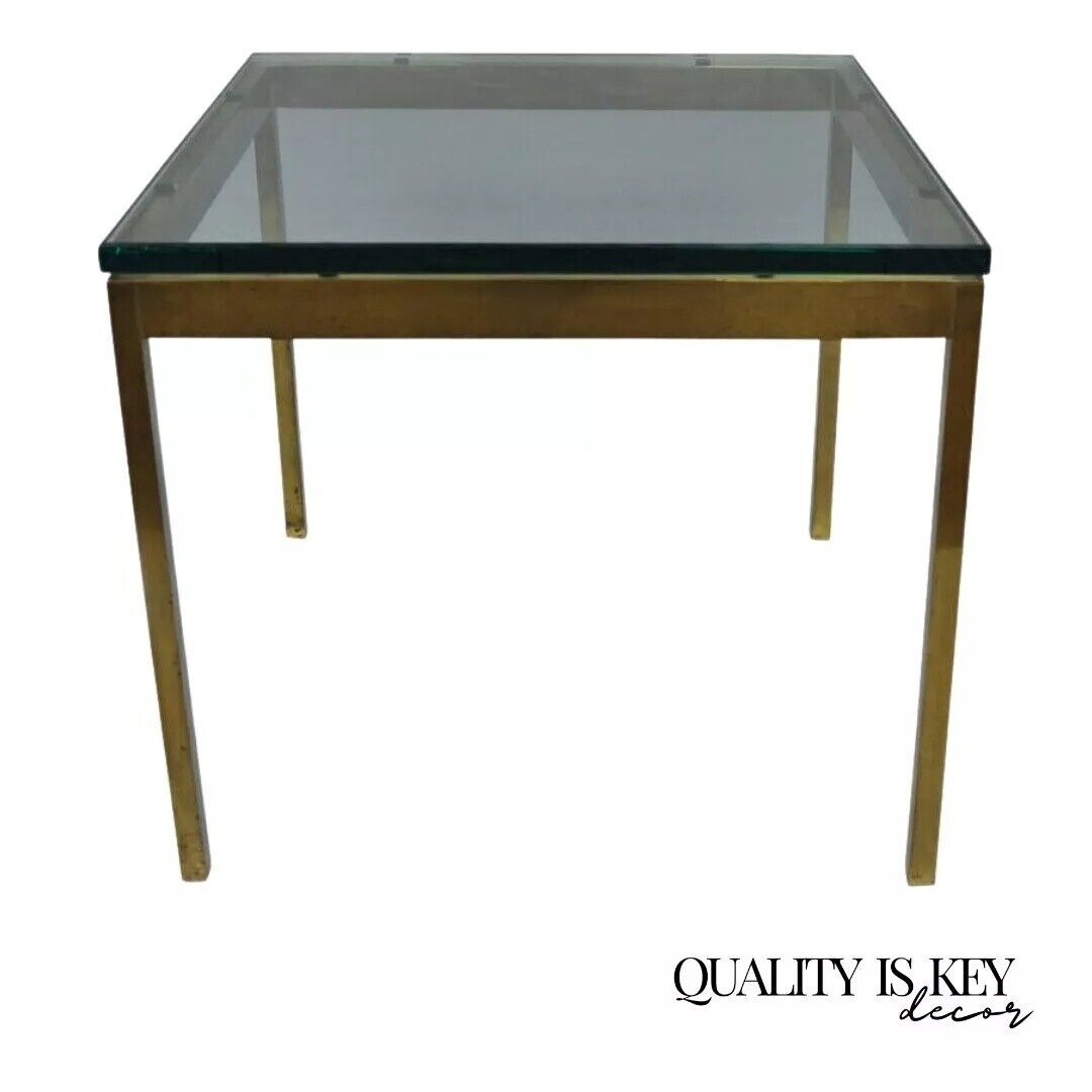 Mid Century Modern Burnished Brass Bronze Square Side Table by Scope Furniture