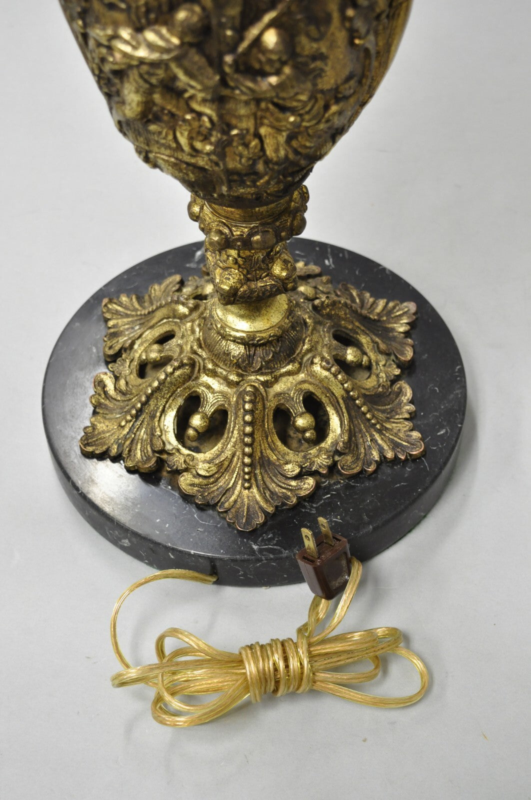 Vintage French Renaissance Large Figural Bronze Ewer Urn Pitcher Table Lamp