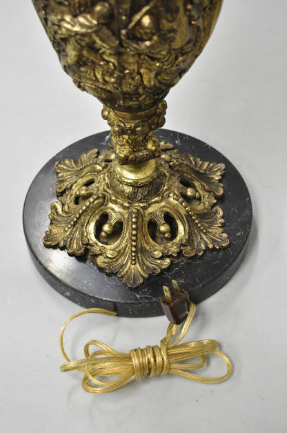 Vintage French Renaissance Large Figural Bronze Ewer Urn Pitcher Table Lamp