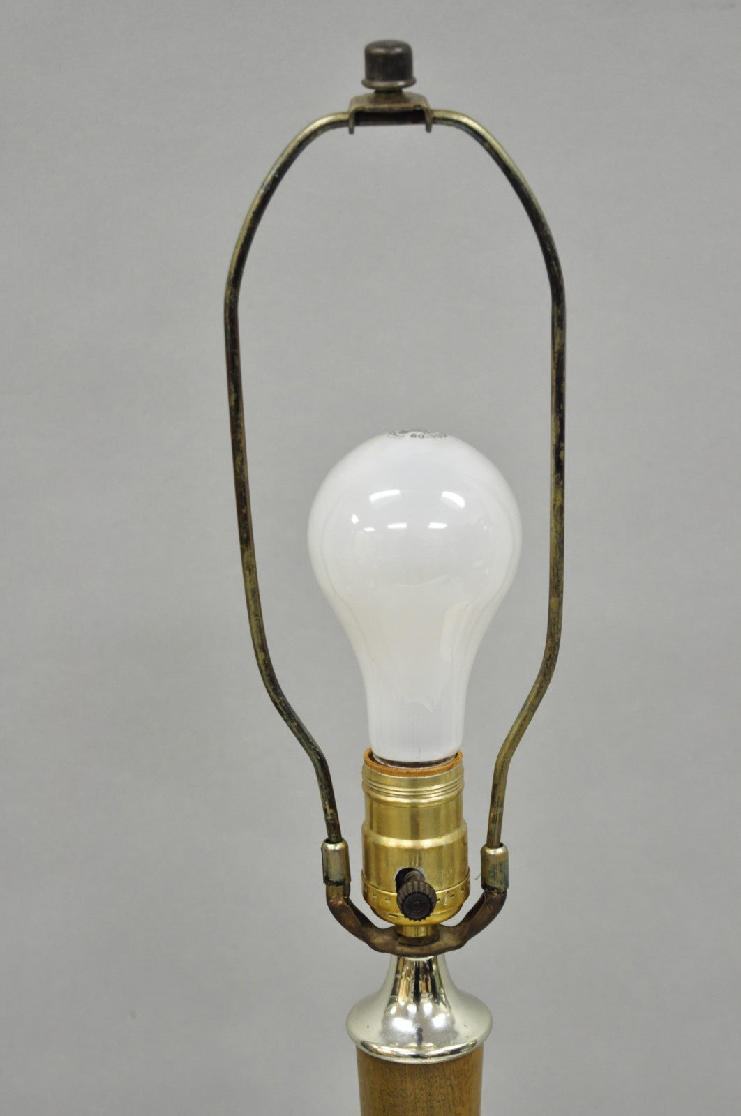 Mid Century Modern Atomic Era Sculpted Wood White Ceramic Table Lamps - a Pair