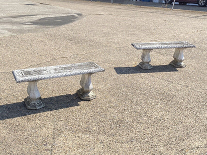 Vintage Classical Concrete Cement Double Baluster Pedestal Outdoor Garden Bench