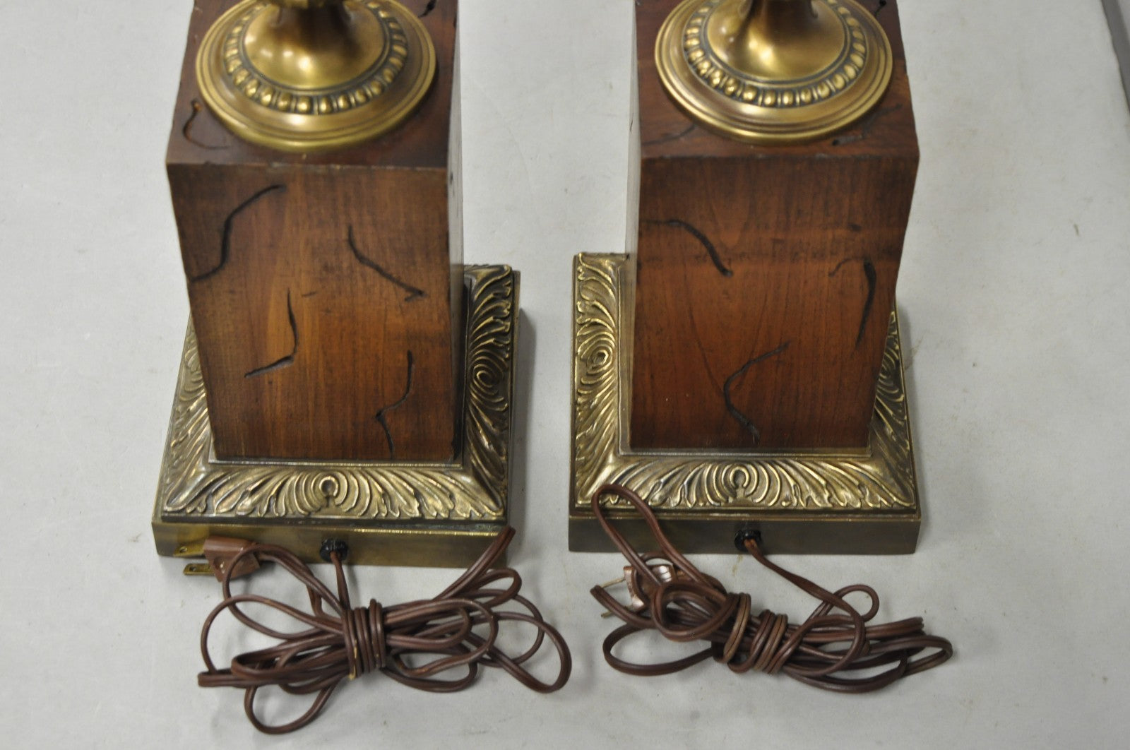 Vintage French Neoclassical Horse & Chariot Bronze Finish Urn Table Lamps a Pair