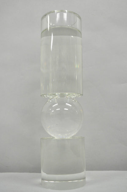 Modern Lee Broom Fulcrum Art Glass 12" Transparent Candlestick