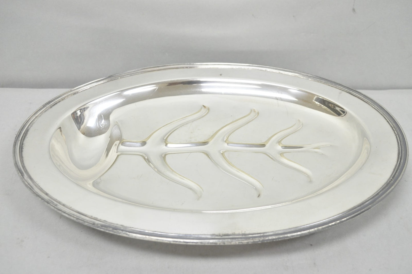 Vintage Crescent Regency Style Silver Plated Oval Cutlery Serving Platter Tray