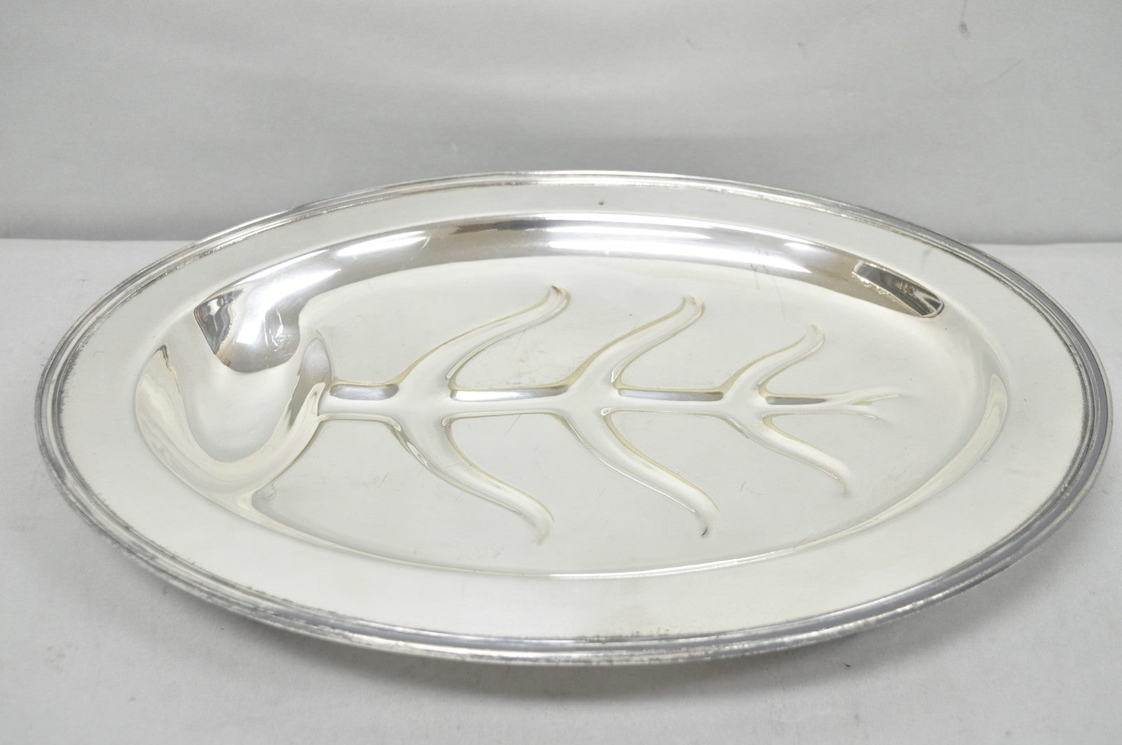 Vintage Crescent Regency Style Silver Plated Oval Cutlery Serving Platter Tray