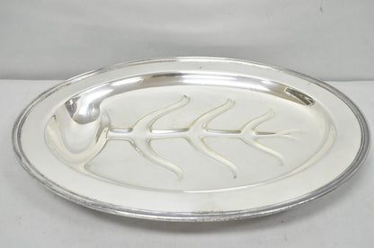 Vintage Crescent Regency Style Silver Plated Oval Cutlery Serving Platter Tray