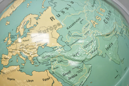 Vintage Nystrom 16" Large Sculptural Relief Classroom Double Axis World Globe