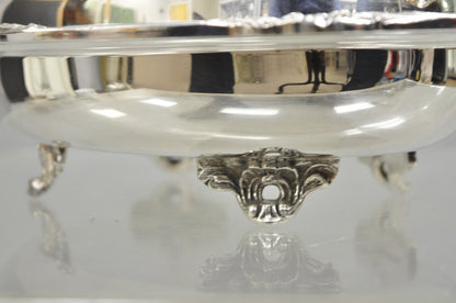 Vintage English Silver Mfg Silver Plated Covered Vegetable Serving Dish On Feet