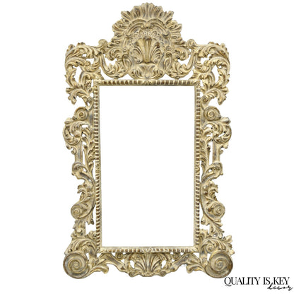 Large 78" Italian Baroque Rococo White Distress Painted Mirror Art Picture Frame