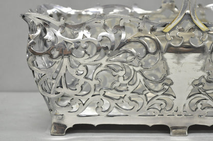 Antique Victorian Silver Plated Reticulated Scrollwork Bread Basket by Forbes