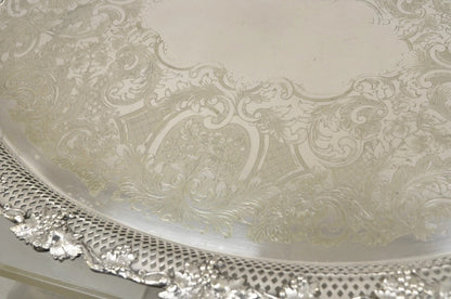 Antique Barker Ellis Victorian Silver Plated Grapevine Repousse Bar Serving Tray