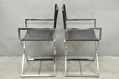 Vintage Daystrom Mid Century Modern Chrome & Naugahyde Directors Chairs - Pair