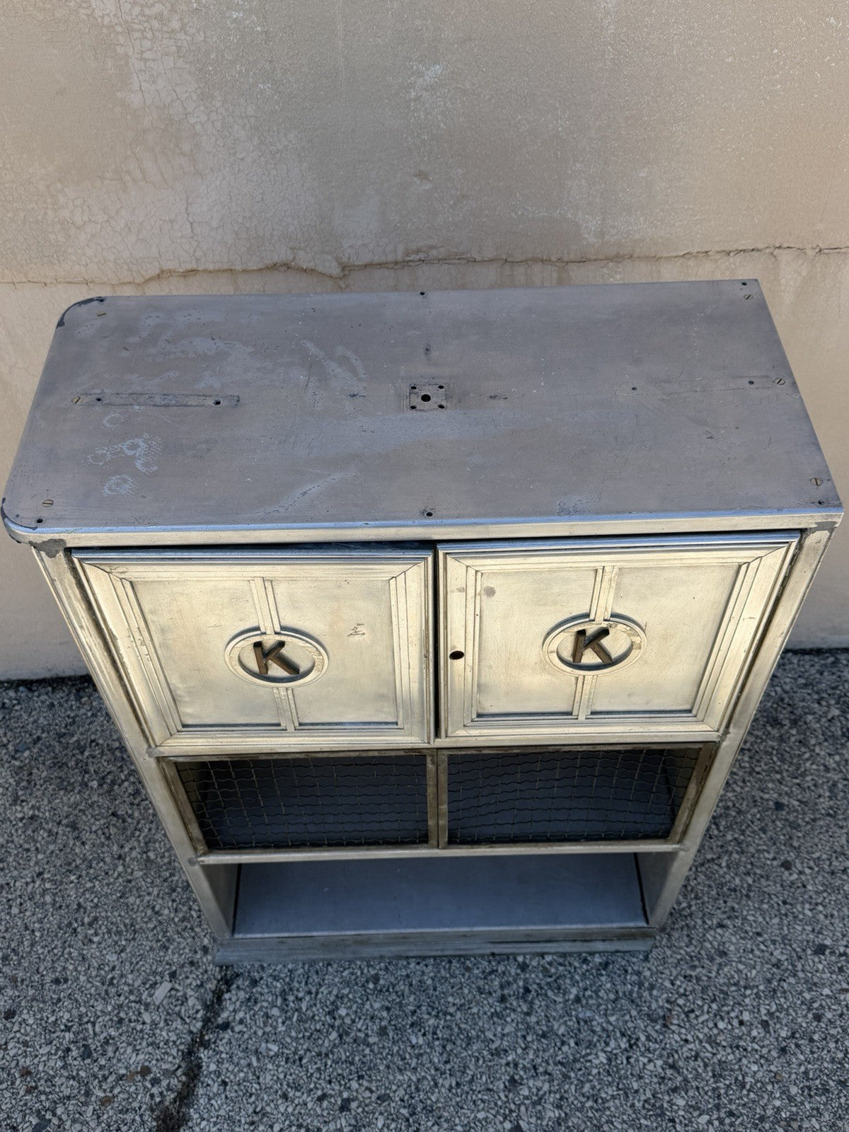 Antique Art Deco Steel Metal Dual Sided Dental Medical Cabinets Bar - a Pair