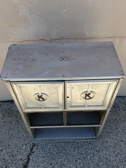 Antique Art Deco Steel Metal Dual Sided Dental Medical Cabinets Bar - a Pair