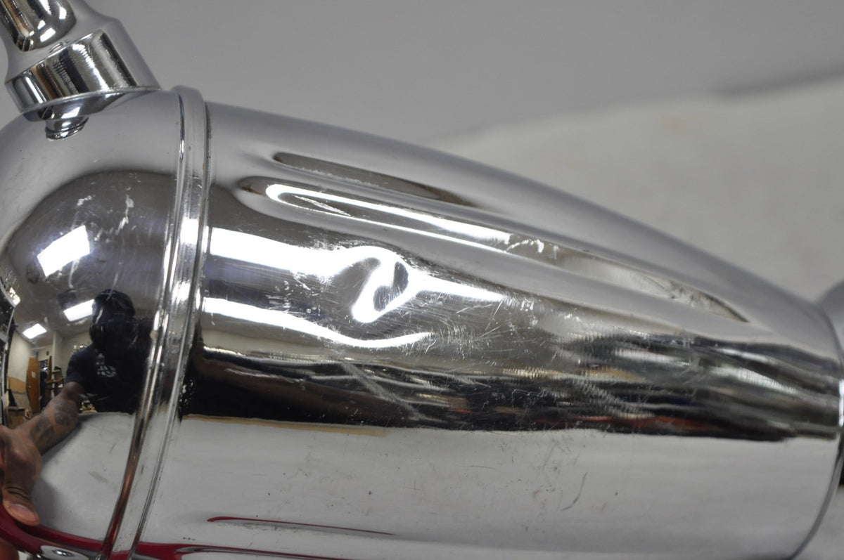 Vintage Art Deco Chrome Cocktail Martini Shaker Red Bakelite Handle by Chromium