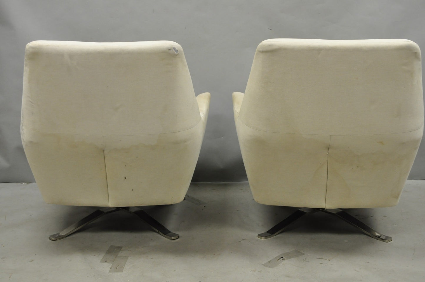 West Elm Lucas Healthcare Swivel Chrome Base Modern Lounge Arm Chair - a Pair