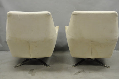 West Elm Lucas Healthcare Swivel Chrome Base Modern Lounge Arm Chair - a Pair