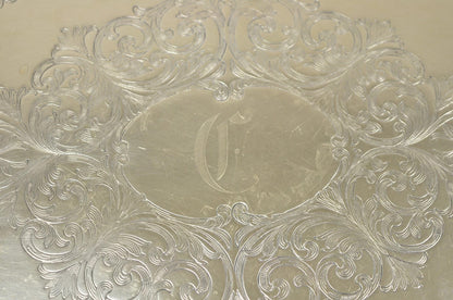 Vintage English LBS Co 982 Silver Plated Scalloped Oval Pierced Gallery Tray
