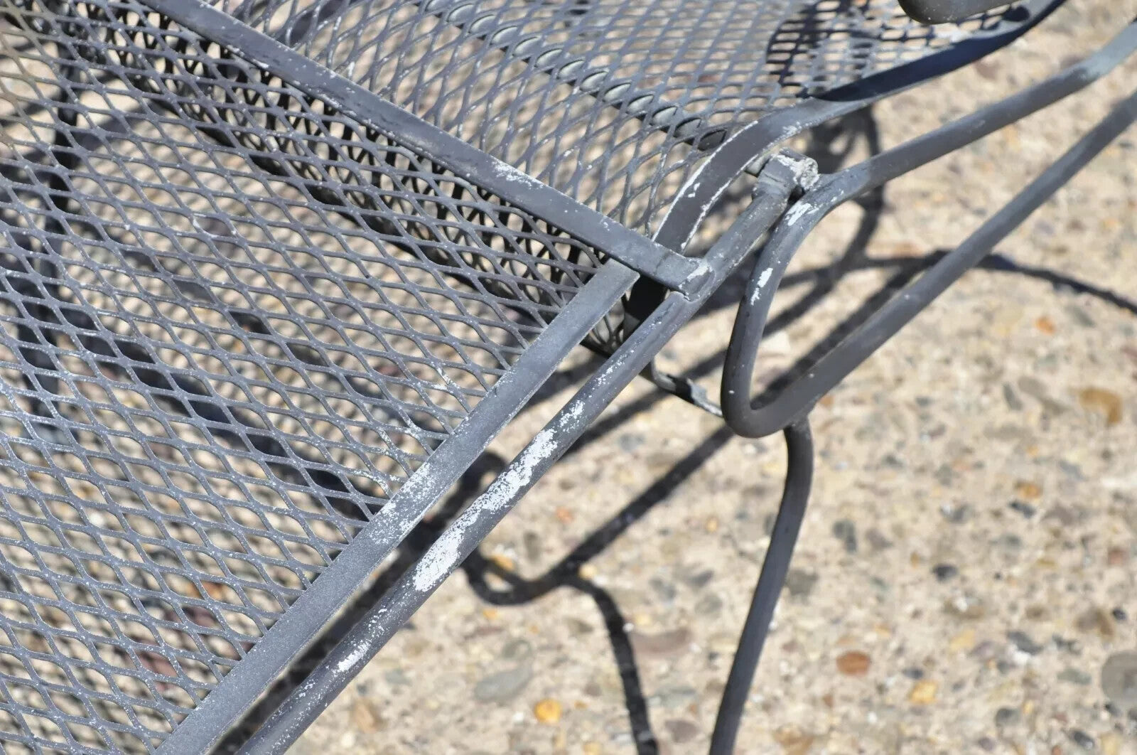 Vintage Woodard Wrought Iron Garden Chaise Lounge Chair w/ Removable Footstool
