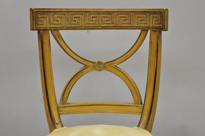 Hollywood Regency Italian Neoclassical Greek Key Painted Dining Chair - Set of 6