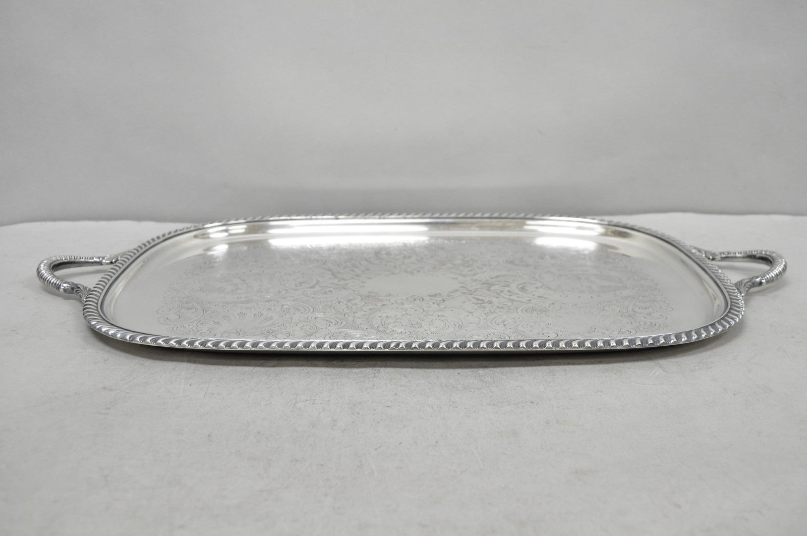 Vintage Sheffield Victorian Silver Plated Twin Handle Bar Serving Platter Tray