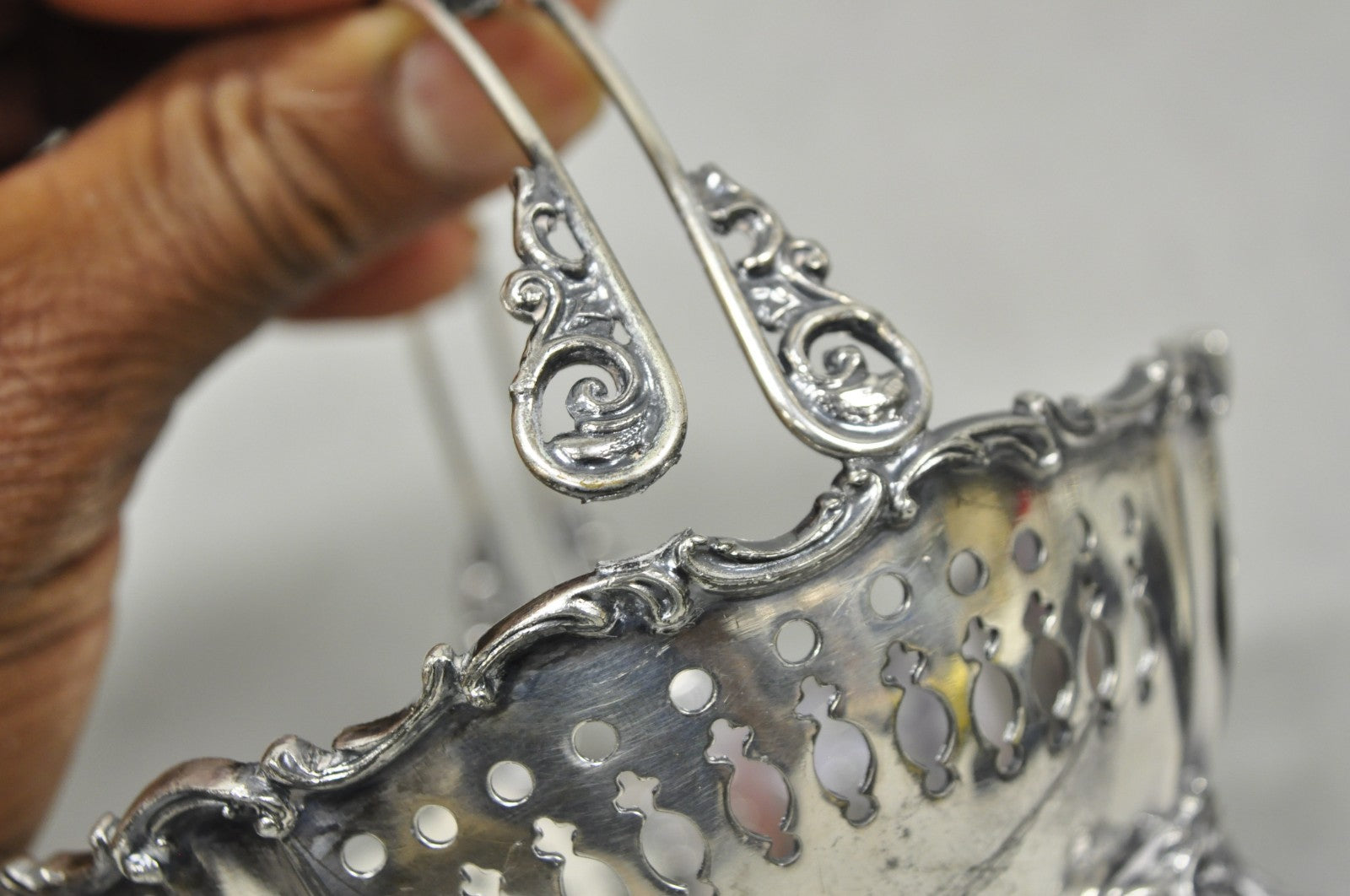 Antique Wallace Bros Victorian Silver Plated Reticulated Small Basket Nut Dish