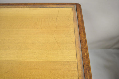 Antique French Victorian Louis XV Style Oak 2 Drawer Writing Desk Console Table