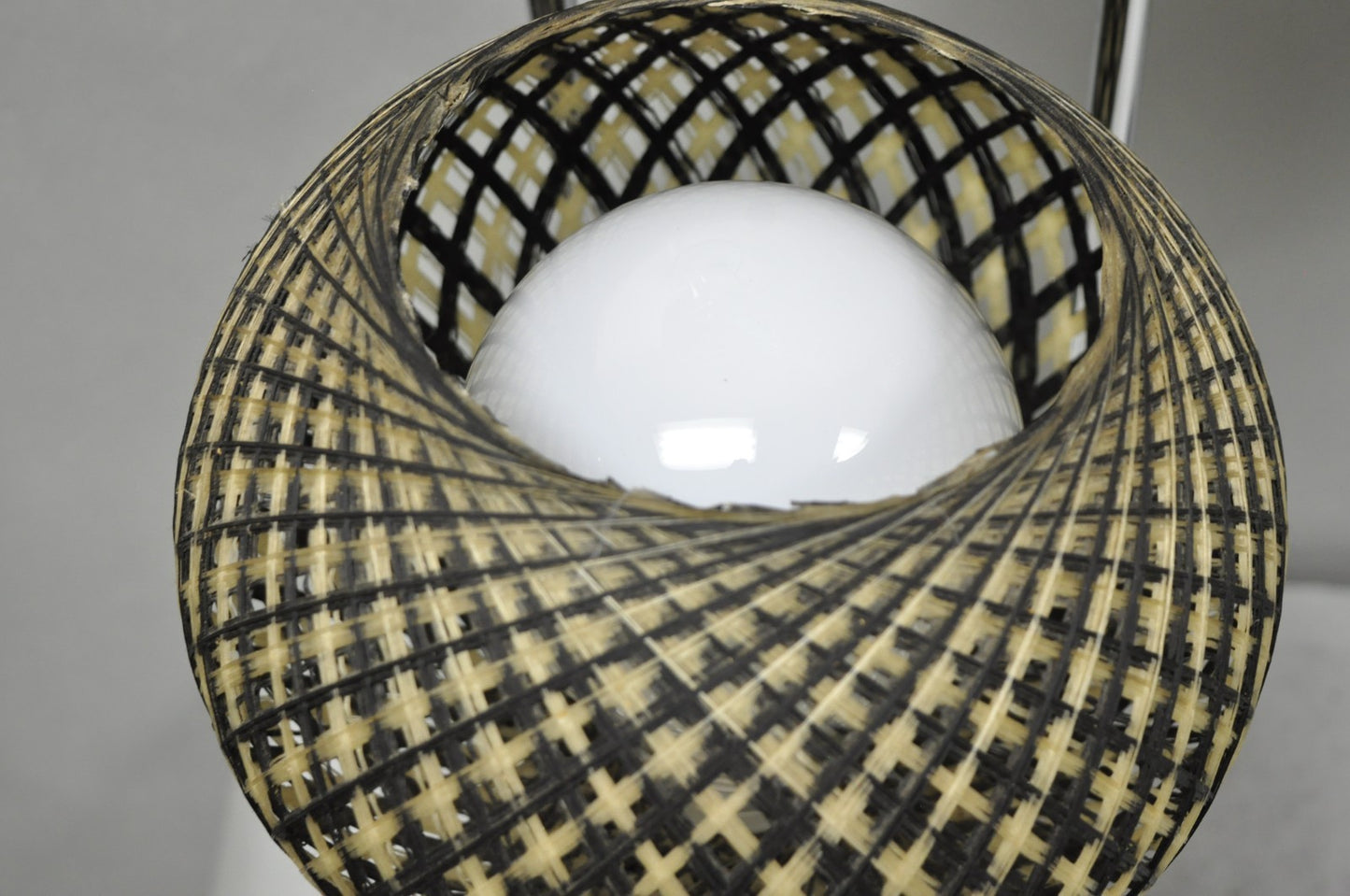 Vintage Mid Century Modern Woven Spun Fiberglass Triple Shade Table Lamp - Pair