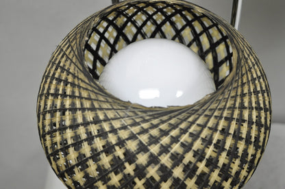 Vintage Mid Century Modern Woven Spun Fiberglass Triple Shade Table Lamp - Pair