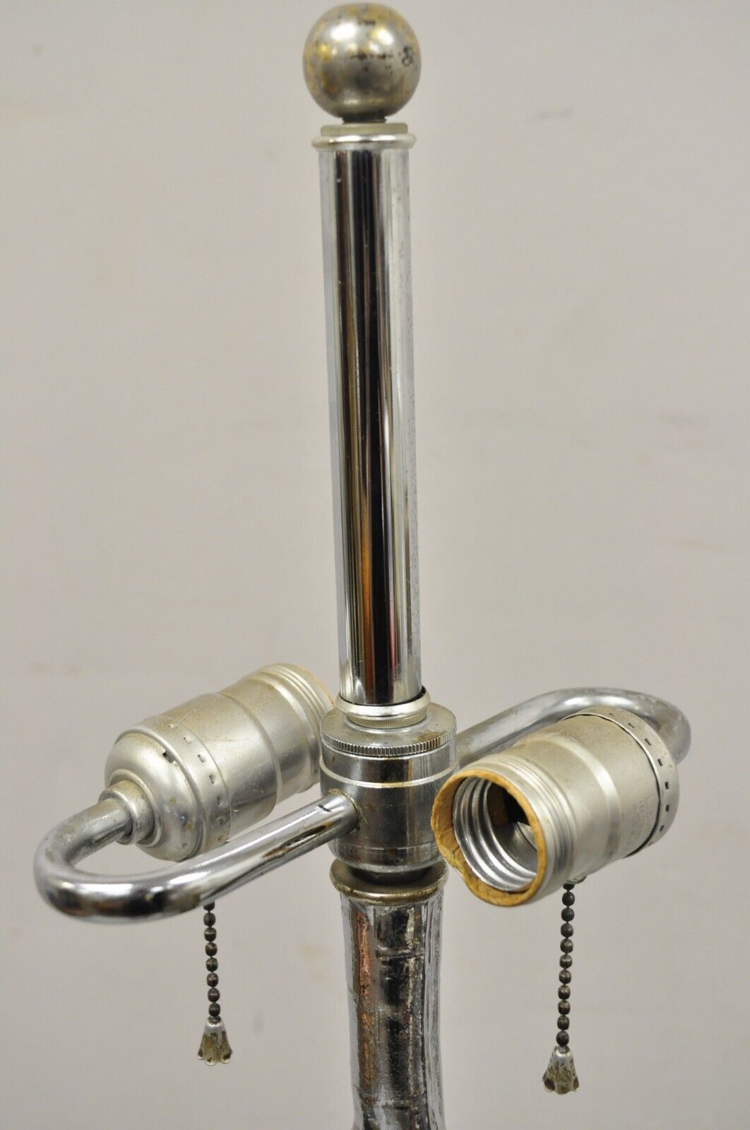 Vintage Hollywood Regency Faux Bois Faux Bamboo Chrome Lotus Floor Lamp