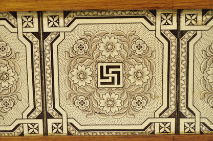 Antique Victorian Walnut Marble Top Washstand Good Luck Swastika Tile Backsplash