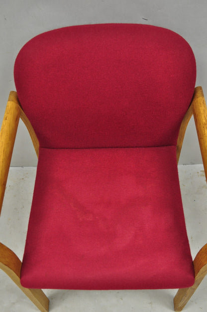 Vintage Gunlocke Mid Century Modern Oak Wood Stacking Arm Chairs - Set of 4