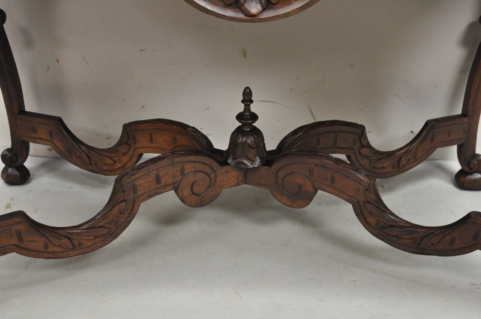 Antique French Renaissance Flower Carved Walnut China Cabinet Radio Bar Cabinet