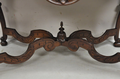 Antique French Renaissance Flower Carved Walnut China Cabinet Radio Bar Cabinet