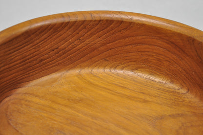 Vintage Mid Century Danish Modern Carved Teak Wood Round Salad Fruit Bowl (B)