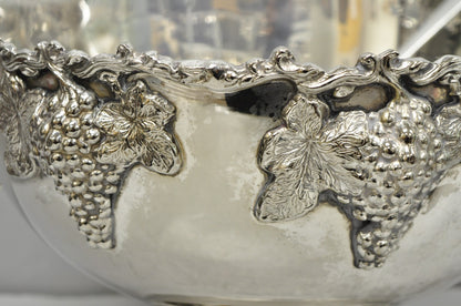 Vintage Grapevine Cluster Silver Plated Footed Punch Bowl Champagne Ice Bucket