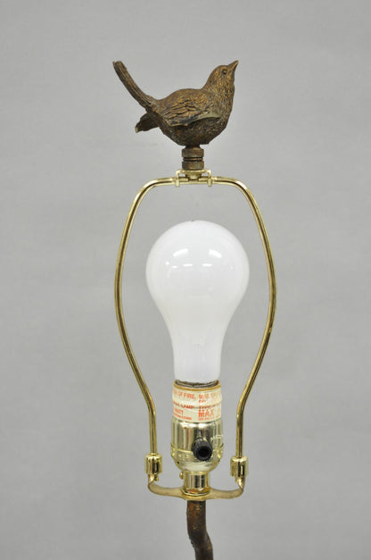 Contemporary Chinoiserie Style Bronze Finish Metal Birds on Branch Table Lamp