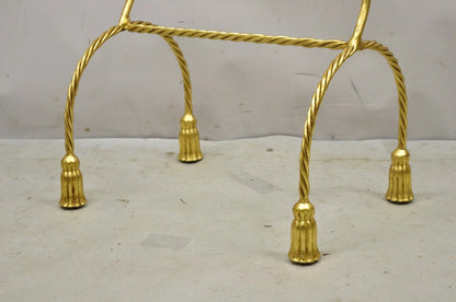 Vintage Italian Hollywood Regency Gold Gilt Metal Iron Towel Rack w/ Tassel Feet
