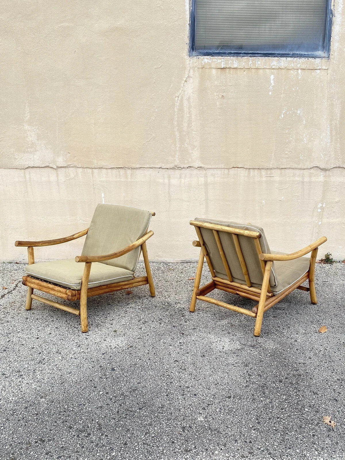 Vintage Ficks Reed Bamboo Rattan Tiki Sofa Set with Lounge Chairs - 3 Pc Set
