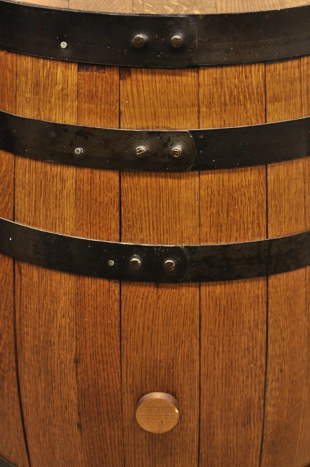 Jack Daniels Whiskey Barrel Engraved Oak Wood with Metal Bands