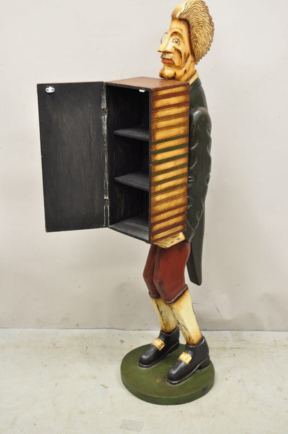 52" Tall Figural Librarian Man Holding Stack of Books Statue Storage Cabinet