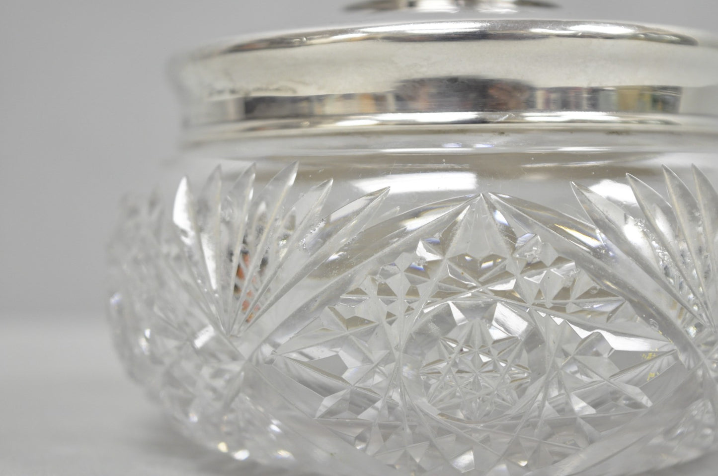 Antique Victorian Sterling Silver Crystal Glass Vanity Hair Receiver "N" Mono