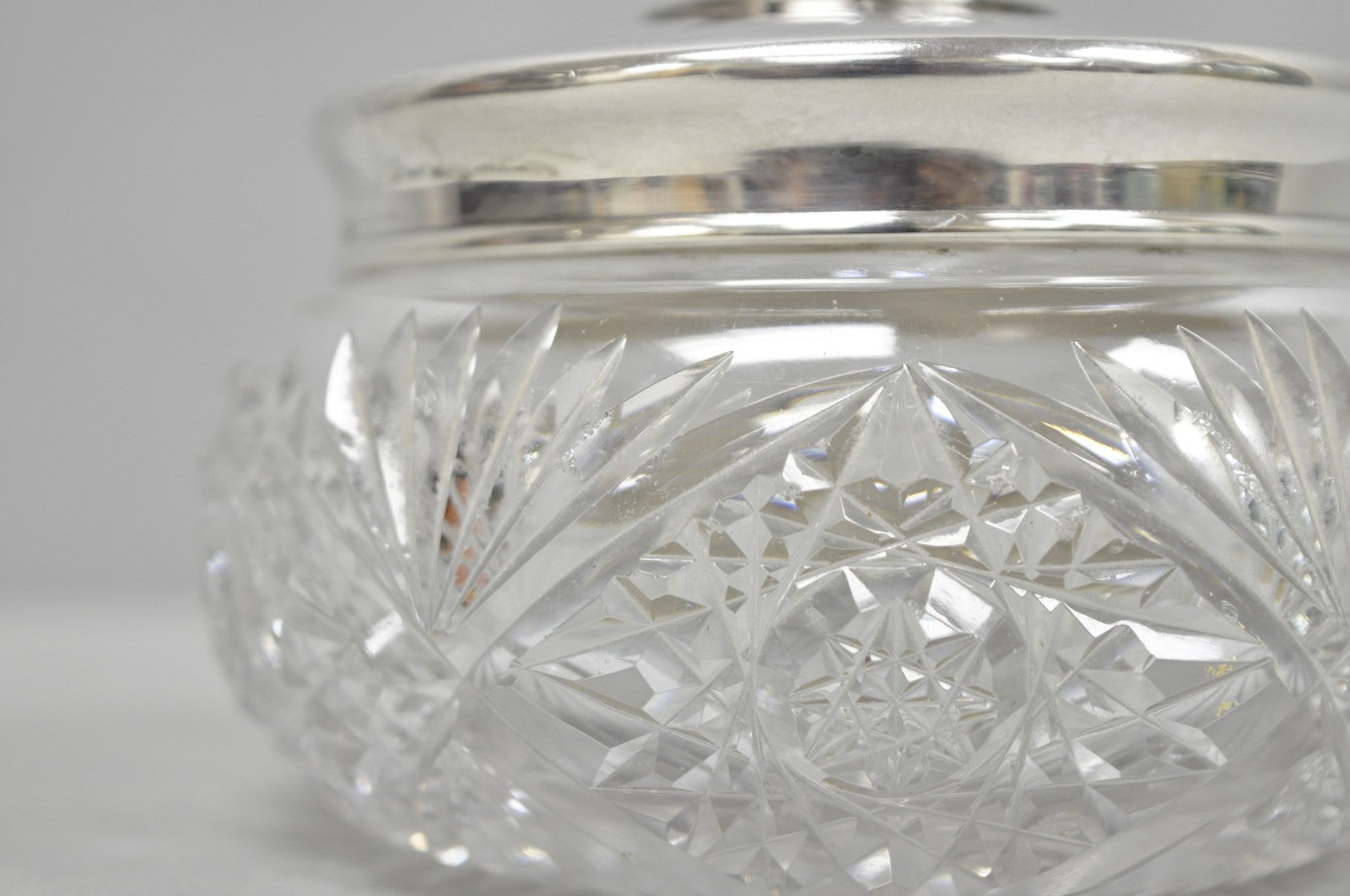 Antique Victorian Sterling Silver Crystal Glass Vanity Hair Receiver "N" Mono