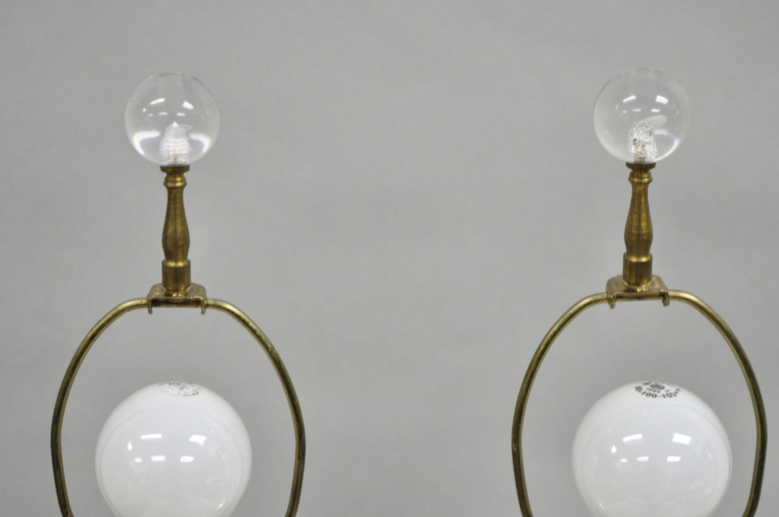 Vintage Art Deco Style Acrylic Lucite Sphere Tapered Table Lamps - a Pair
