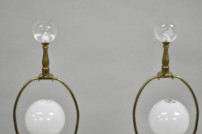 Vintage Art Deco Style Acrylic Lucite Sphere Tapered Table Lamps - a Pair