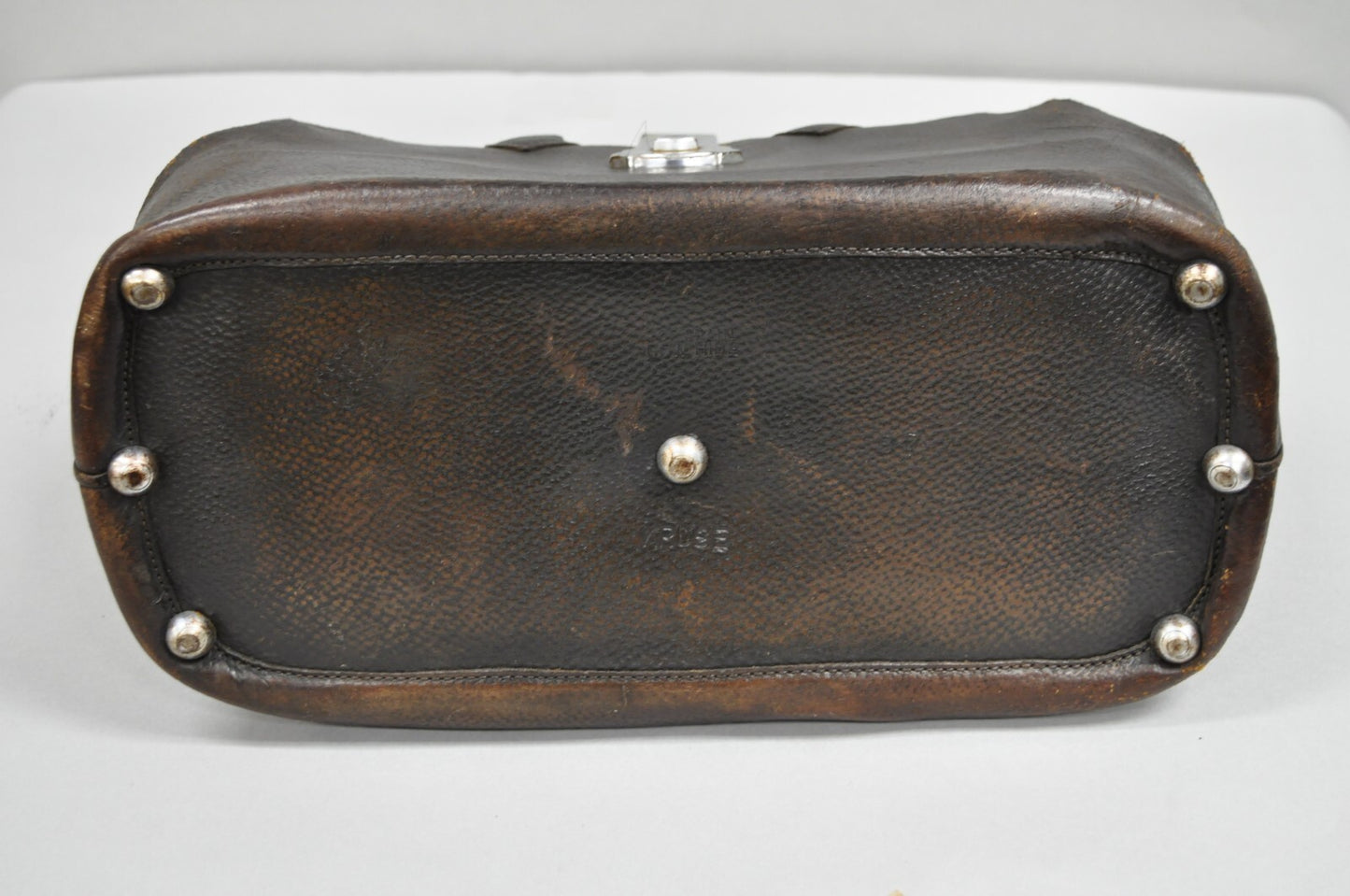 Vintage Art Deco Brown Cowhide Leather Doctor's Bag by Kruse