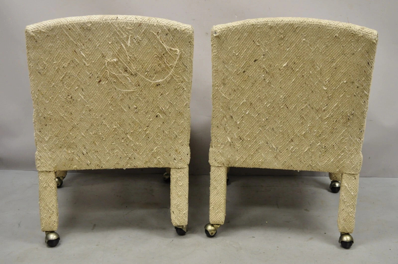 Vintage Bassett Mid Century Modern Upholstered Parson Style Lounge Chairs - Pair