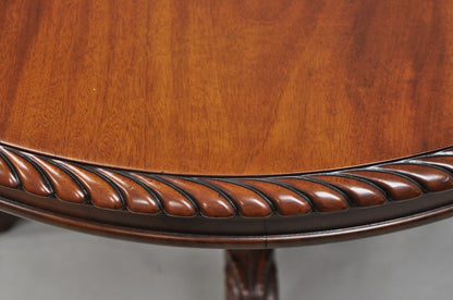 Antique French Empire Carved Mahogany Paw Foot Pedestal Base Round Center Table